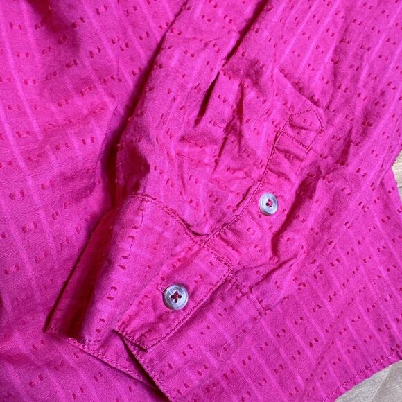 Pilcro Pink Eyelet Lace Button Down Western Style Box Crop Size Medium - Picture 4 of 10